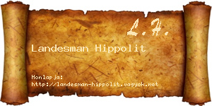 Landesman Hippolit névjegykártya